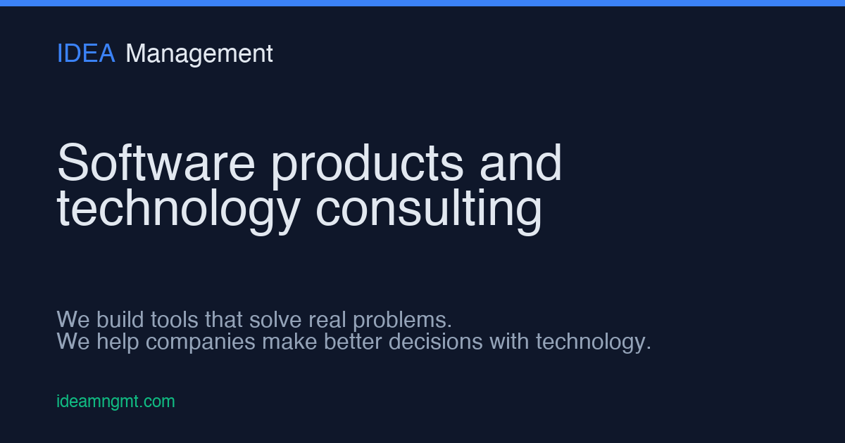 IDEA Management - Software Products for Developers & Growing Teams